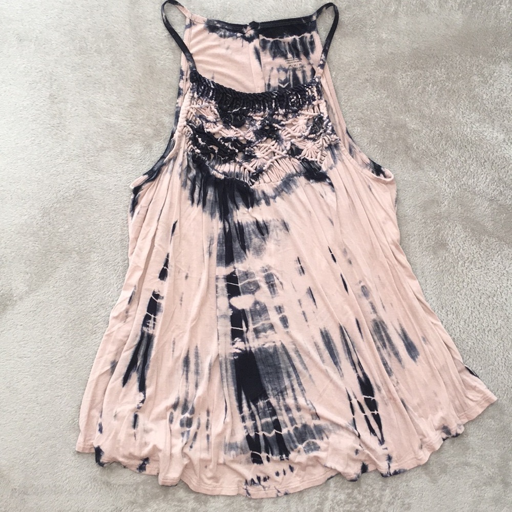 AE Tie Dye Woven Opened Back Tank Top